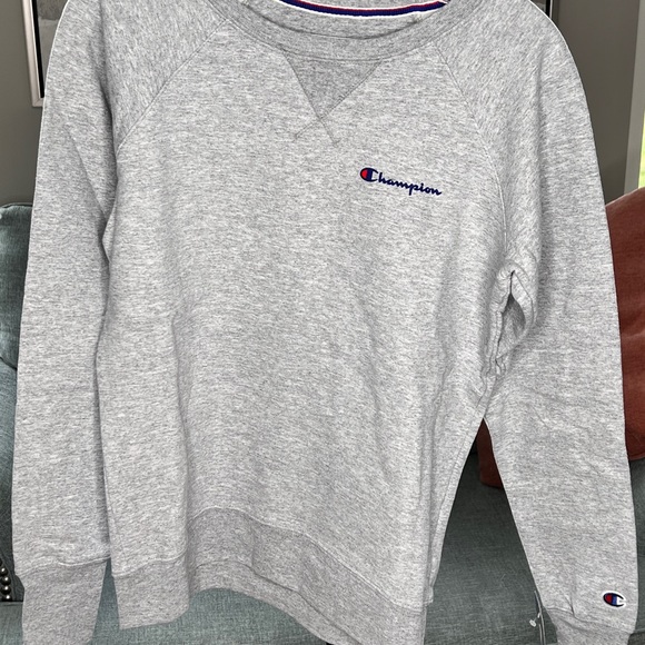 Champion crew neck sweater power blend left ches Oxford gray size small - Picture 1 of 6